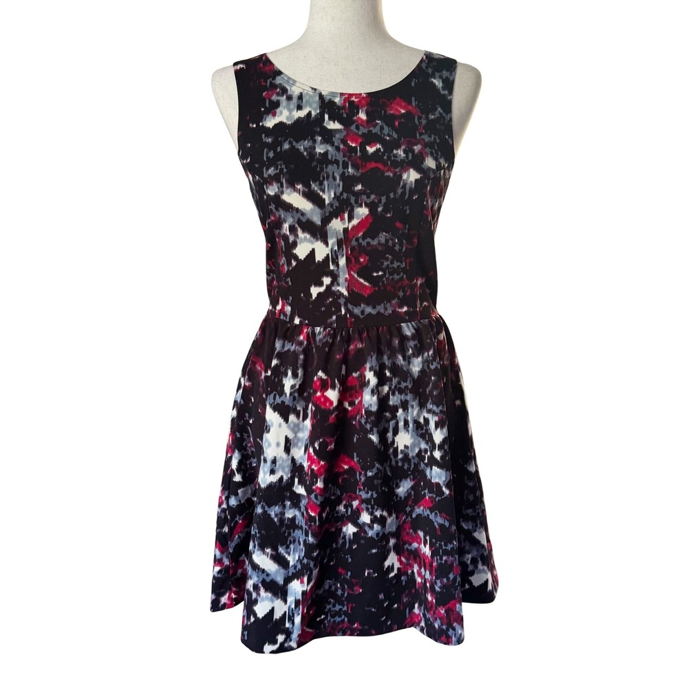 Vintage Love Ady Abstract‎ Print Sleeveless Fit Flare Dress Women Med Mini Y2K